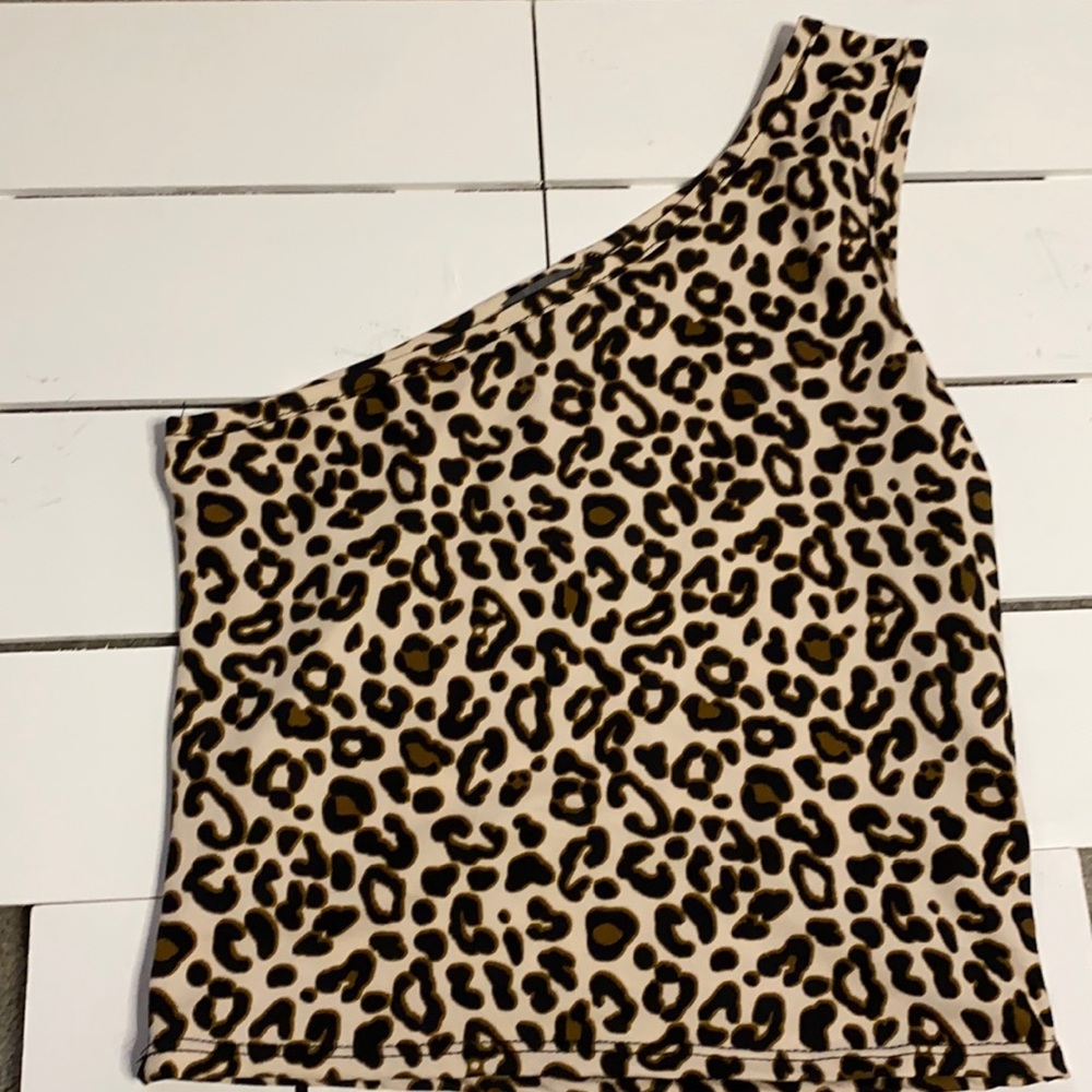 Cheetah print one shoulder top
